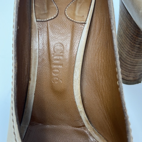 Chloe leather stacked wood heel shoes - Picture 2 of 6